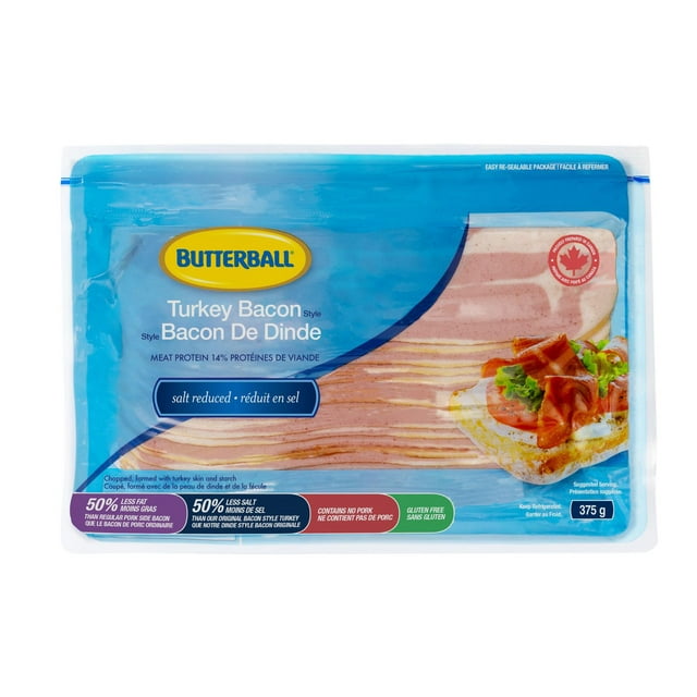 Dinde au genre bacon Butterball réduit en sel 375g