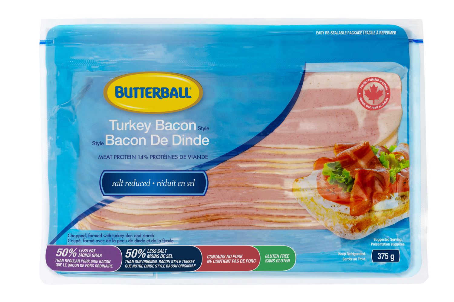 Butterball Salt Reduced Bacon Style Turkey, 375 g