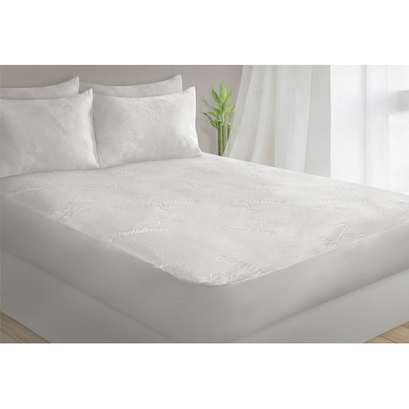 Safdie & Co. Mattress Protector Q Bamboo Jacquard White