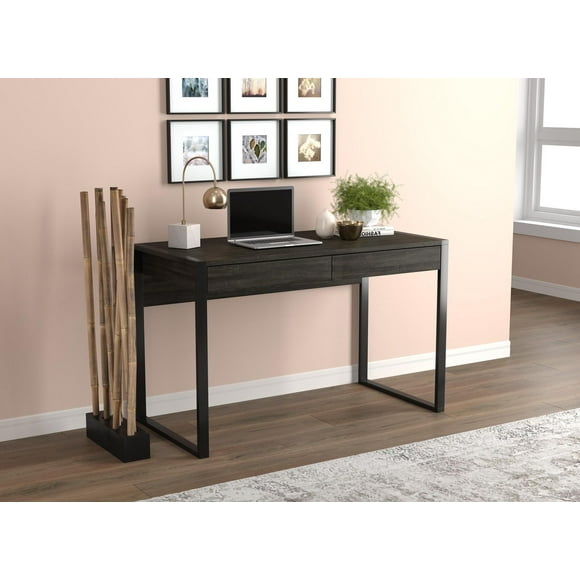Safdie & Co. Computer Desk 47L Dark Grey 2 Drawers Black Metal