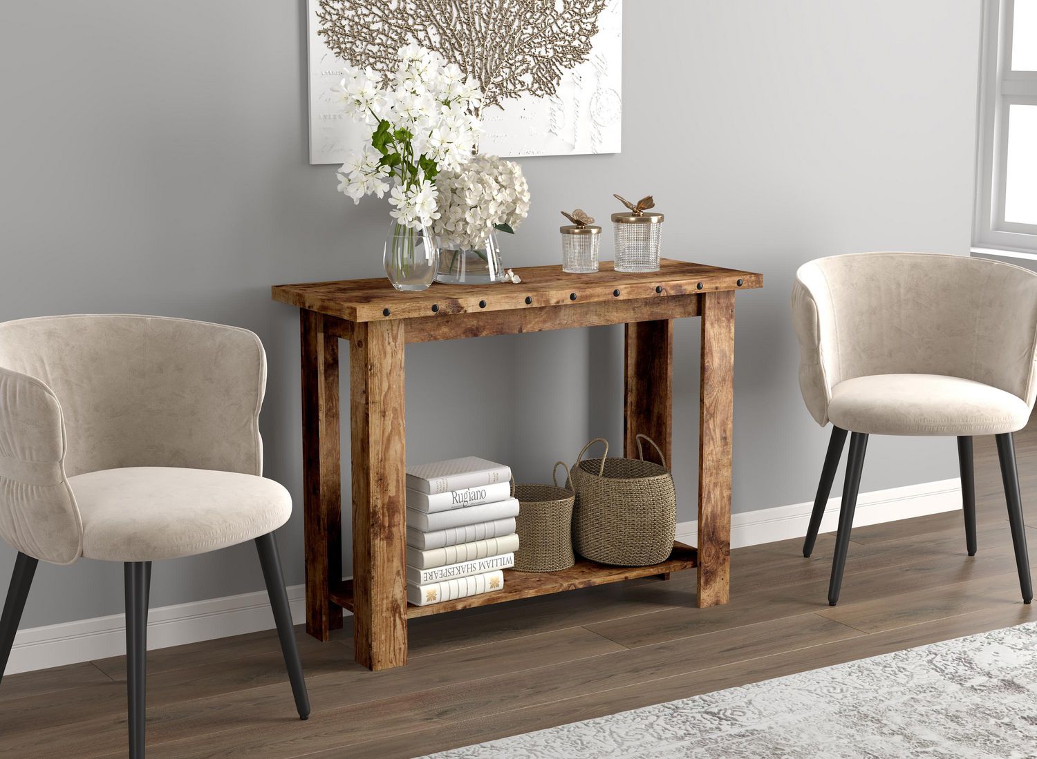 Safdie & Co. Console Table 20L Brown Reclaimed Wood 20 Shelf