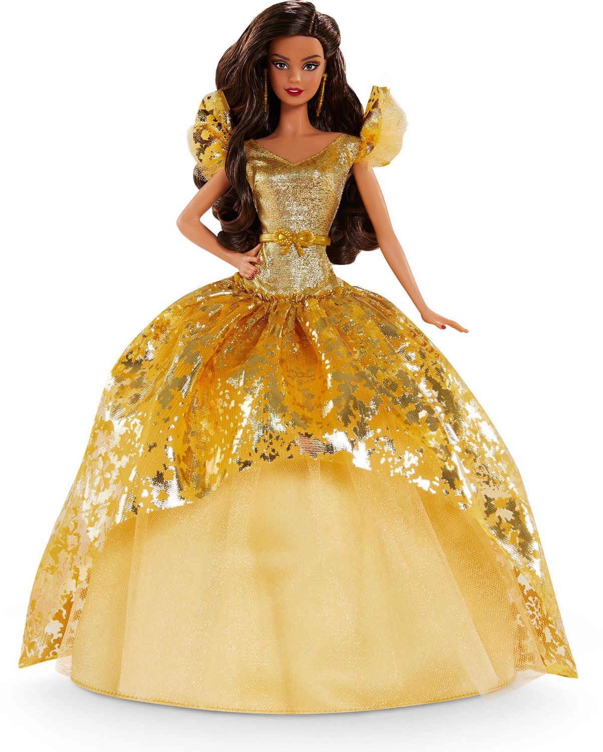 African American, Gold Dress, Black Curly Hair Mattel Holiday Barbie Doll 2020 for sale online 