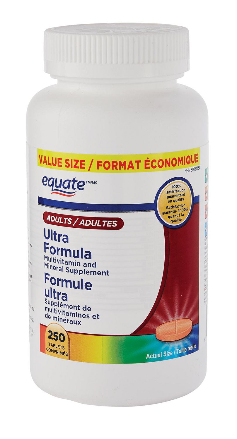 Equate Adults Ultra Formula Multivitamin And Mineral Supplement, Value