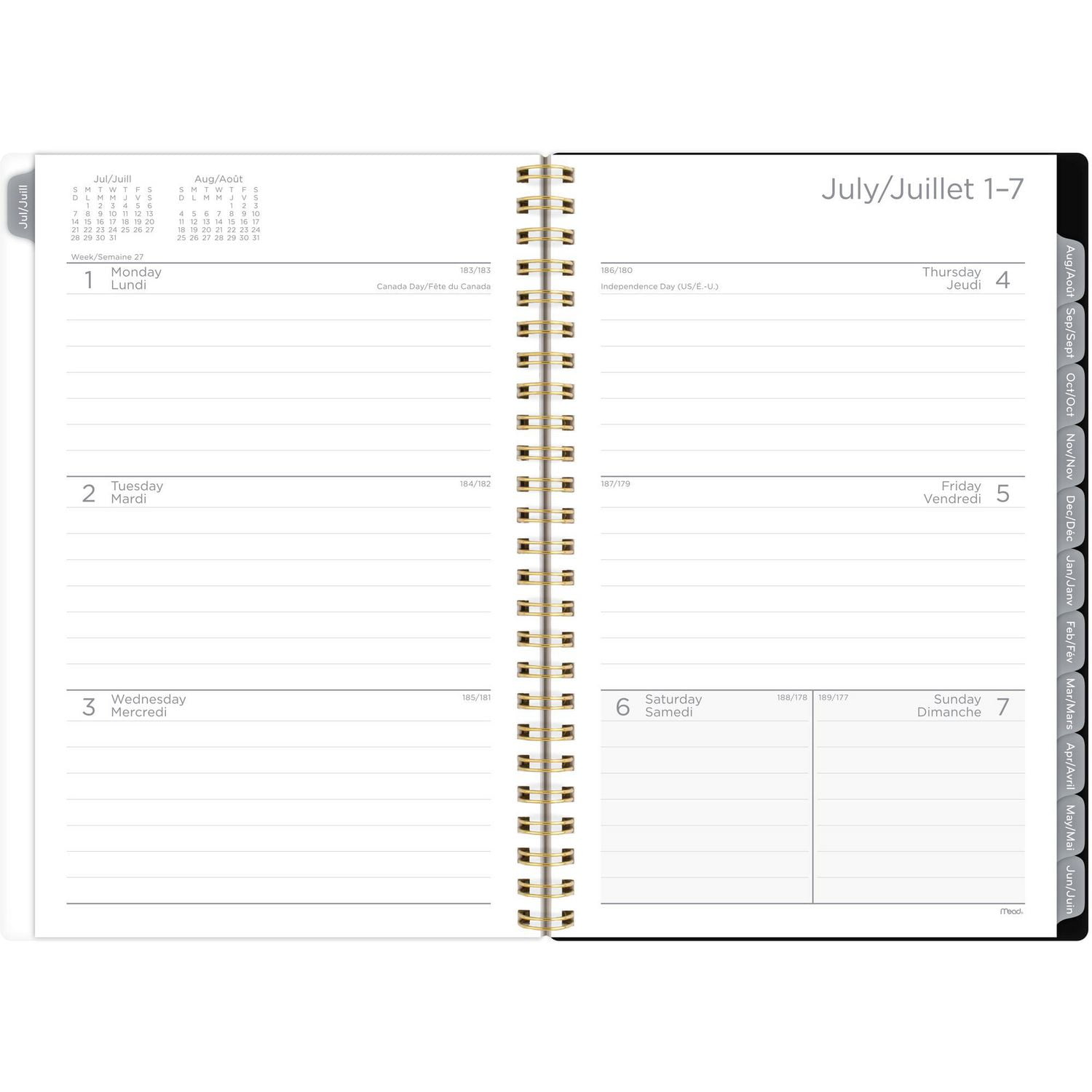 Mead 15M Pepper Florl Noir Petit Agenda
