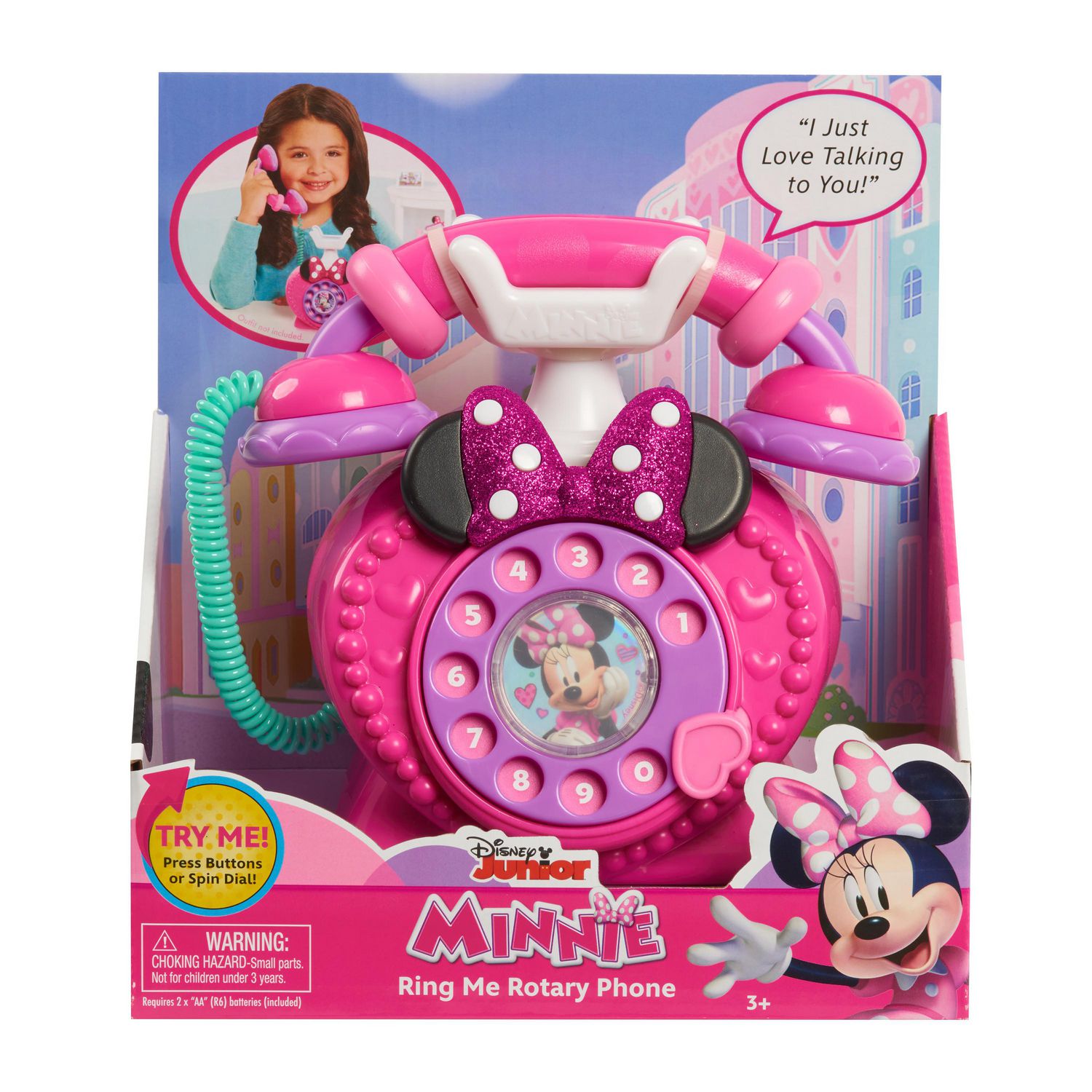 Téléphone Rotatif Appelle-Moi de Minnie Mouse de Disney Junior avec Sons et  Lumières, Téléphone pour Permettre aux Enfants de Jouer en Faisant Semblant  Téléphone Rotatif Appelle 