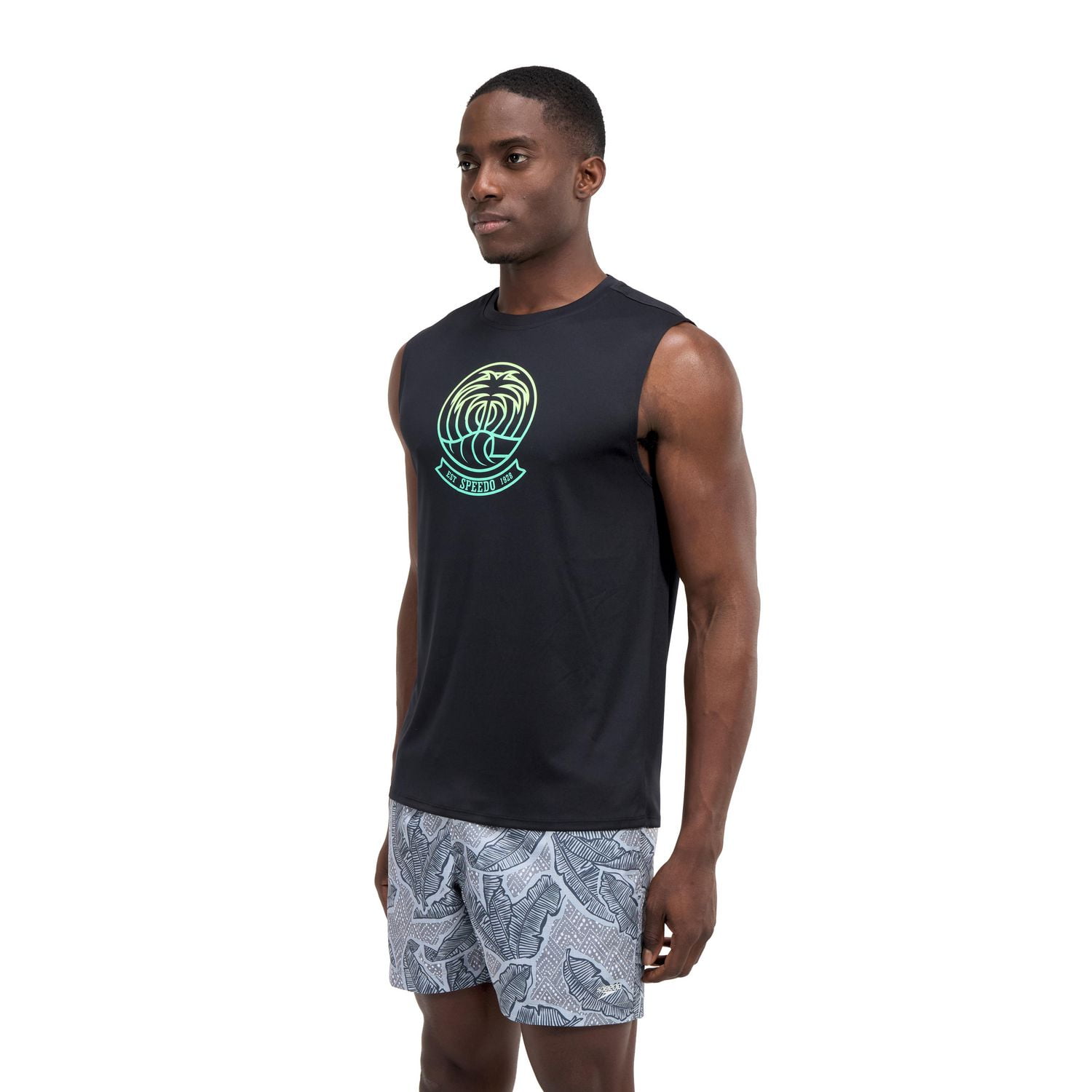 Speedo Men's Front Graphic Muscle Swim Tee, Sizes S-2XL