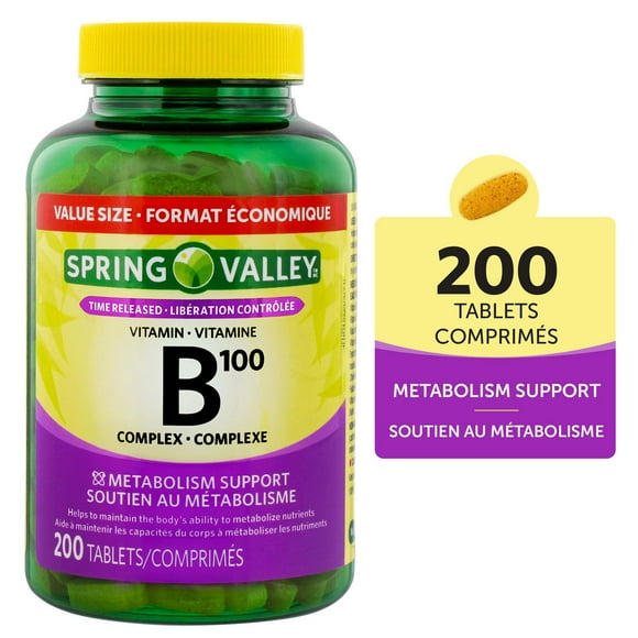 Spring Valley Vitamin B100 Complex Time released- VALUE SIZE, 200 Tablets
