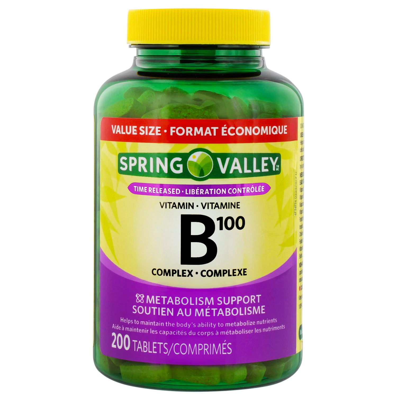 Spring Valley Vitamin B100 Complex Time released- VALUE SIZE, 200 Tablets