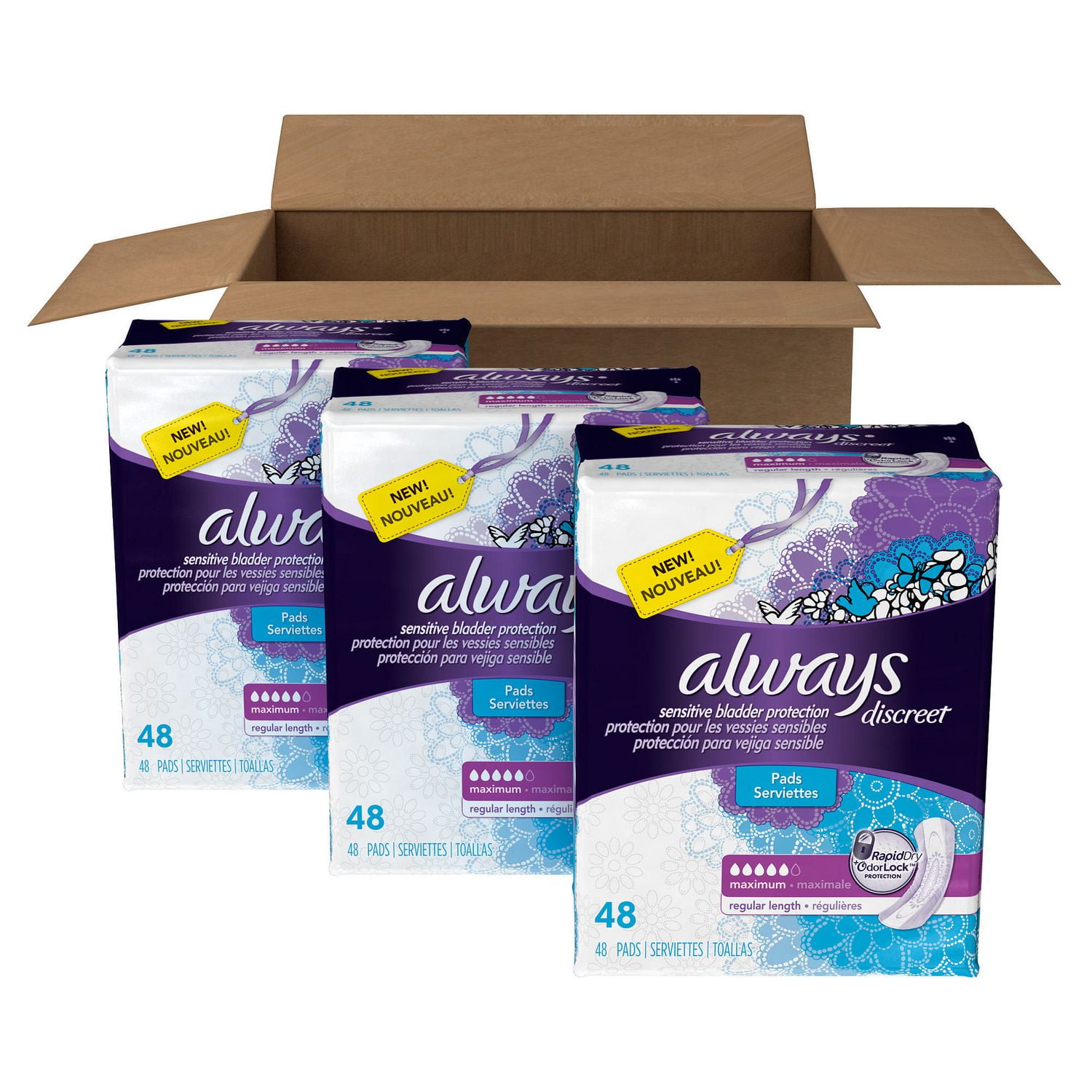 Always Discreet Maximum Regular Length Incontinence Pads Walmart Canada
