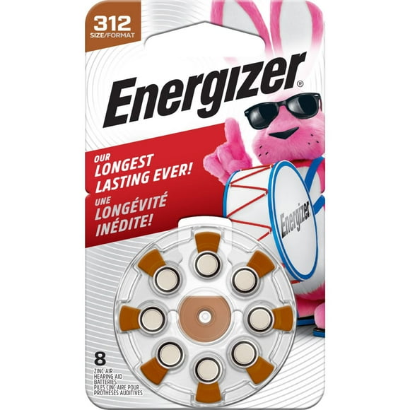 Energizer Ez Turn & Lock Size 312, 8-Pack, Brown