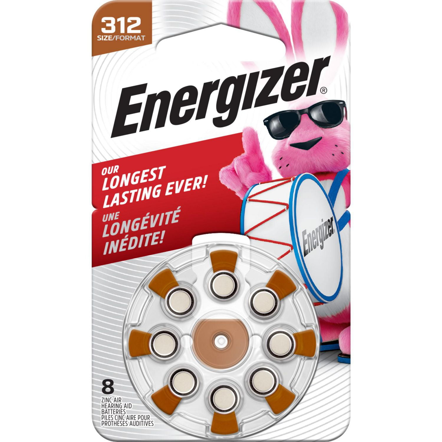 Energizer Ez Turn & Lock Size 312, 8-Pack, Brown, Size 312 batteries