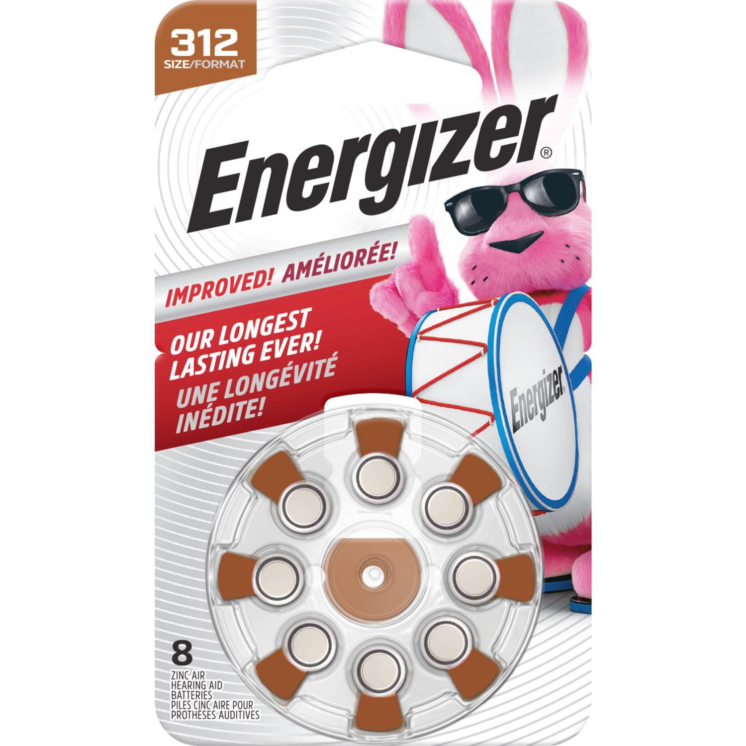 Energizer Ez Turn & Lock Size 312, 8-Pack, Brown, Size 312 batteries