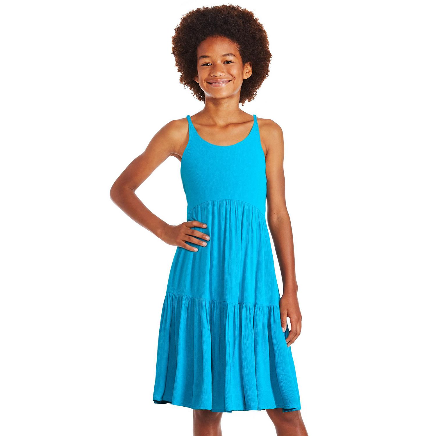 Robe chiffonnée à encolure bain-de-soleil George pour filles