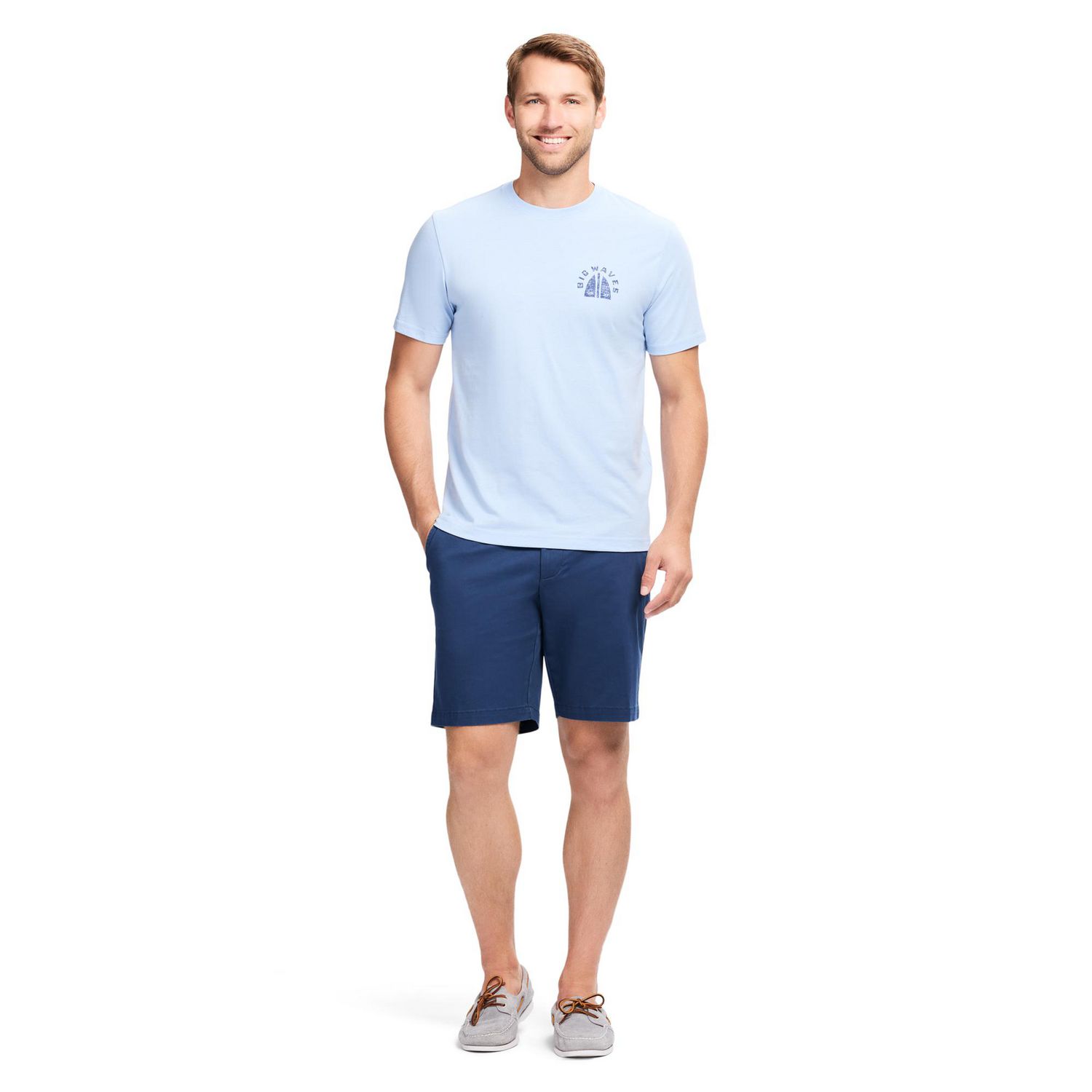 IZOD Short chino Saltwater à devant plat, entrejambe de 9,5 po