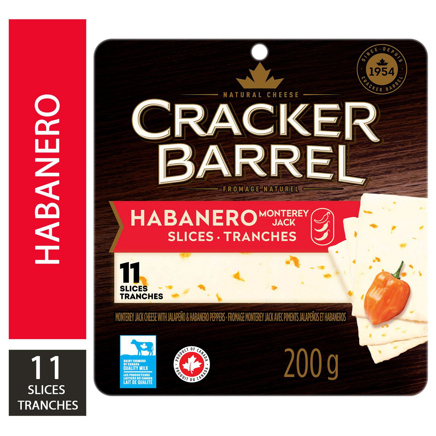 Cracker Barrel Habanero Monterey Jack Cheese Slices, 200g