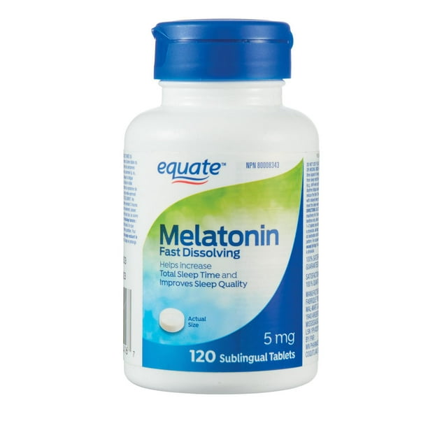 Equate  Mélatonine Dissolution rapide 5 mg 120 Comprimés Sublinguaux