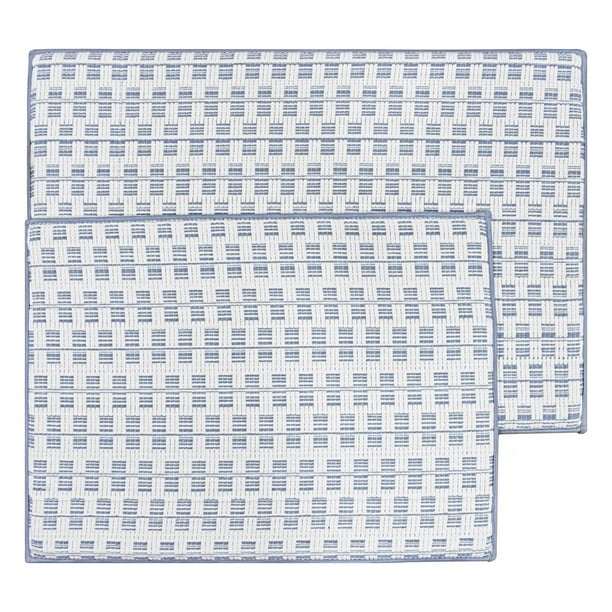 hometrends Blue Memory Foam Bath Rug 2 Piece Set, 100 Cotton Face, 17