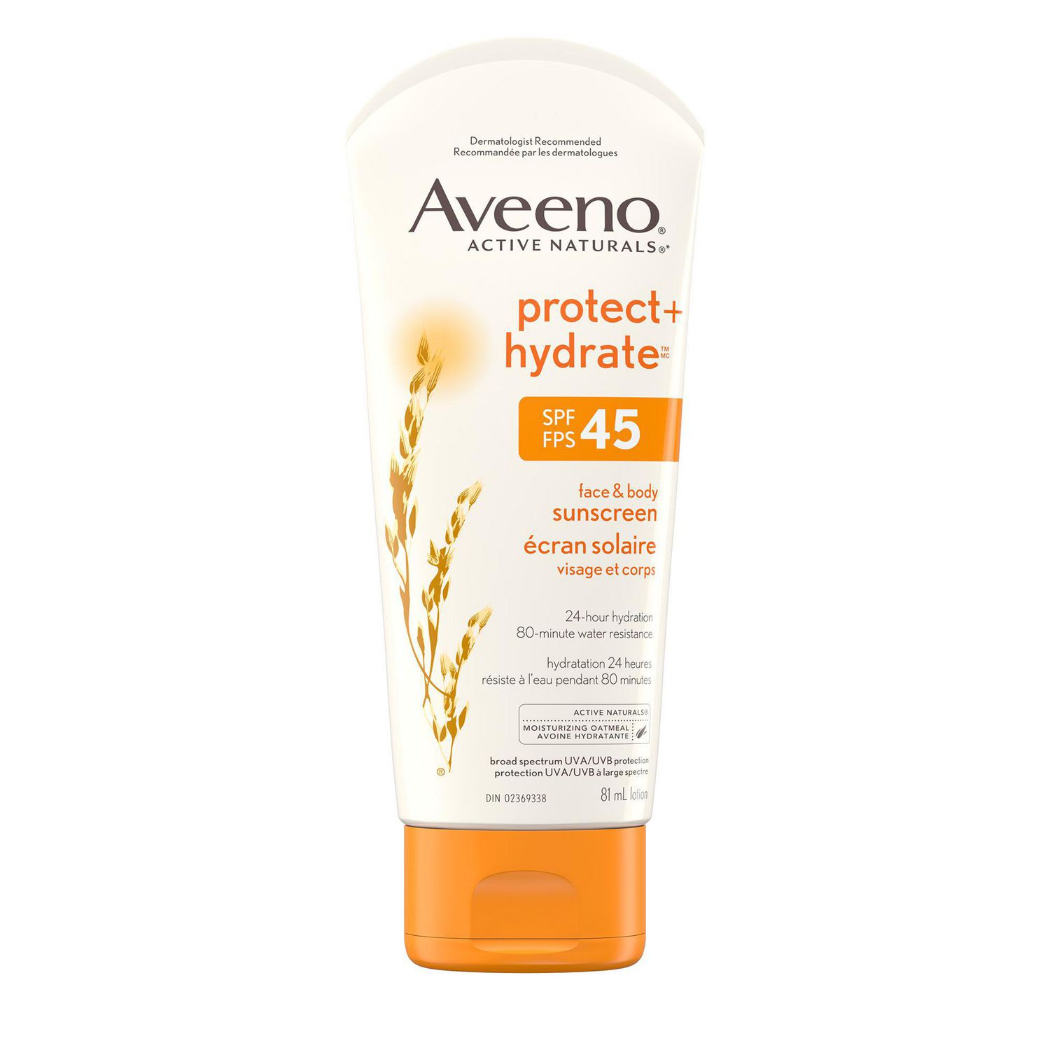 Aveeno Face and Body Sunscreen SPF 45, 81 mL | Walmart Canada