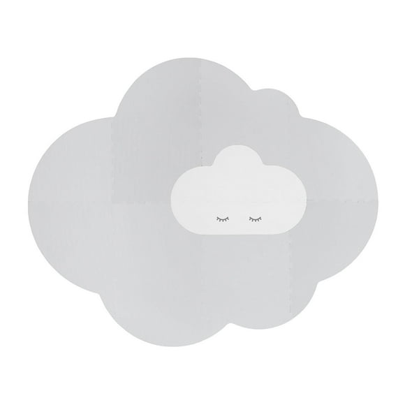 Quut - Playmat Head in The Clouds - Pearl Grey - Large - Playful Poetic Shape - Soothing Colors - Soft & Safe for Kids - Tummy Time to Cozy Reading Nook - Perfect for Precious Memories - Stylish Living Space Accessory