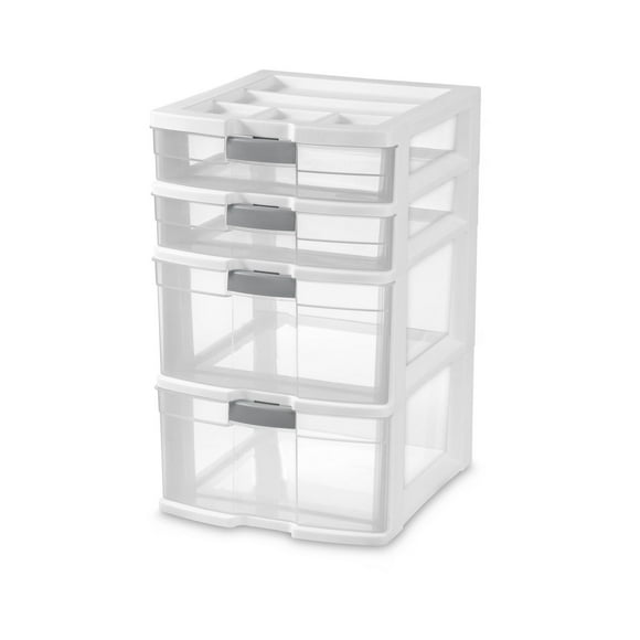 Sterilite 4 Drawer Locking Tower White, 1 EACH