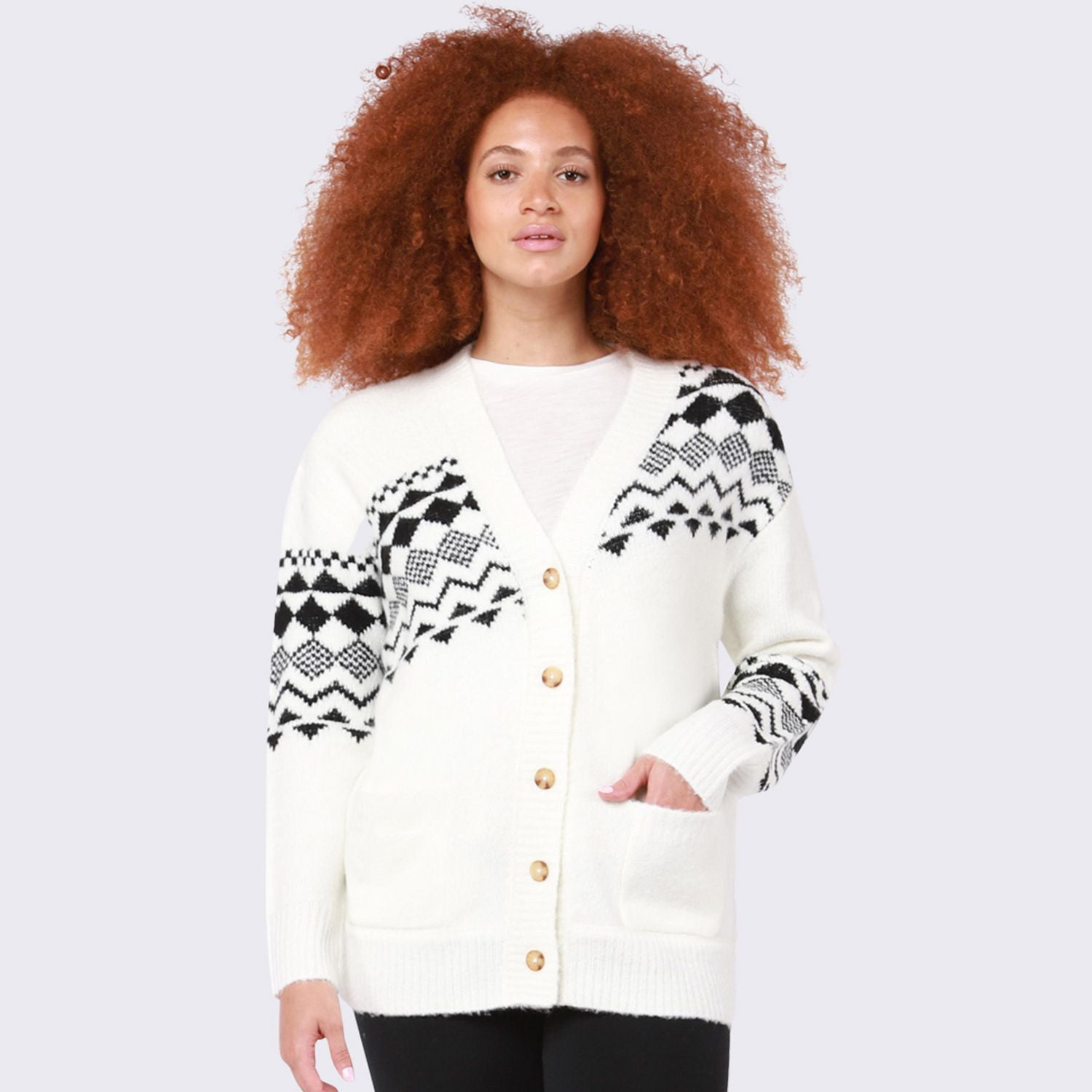 Devoted Jacquard button front cardigan