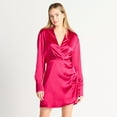 thumbnail image 1 of Devoted Ruched satin wrap dress, 1 of 4