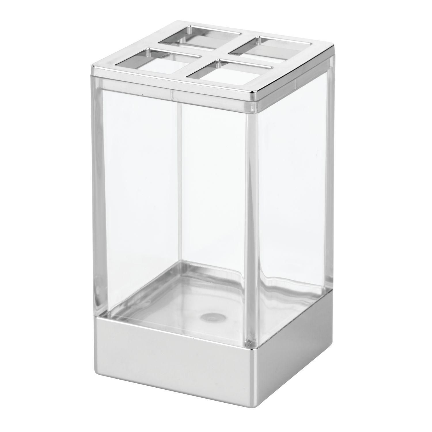 Home Trends Square Toothbrush Holder Clear/Chrome Walmart Canada