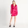 thumbnail image 2 of Devoted Ruched satin wrap dress, 2 of 4