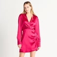 thumbnail image 1 of Devoted Ruched satin wrap dress, 1 of 4