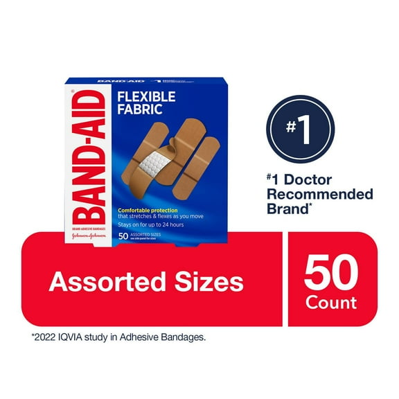 Band-Aid Brand Flexible Fabric Adhesive Bandages for Minor Wound Care, Assorted Sizes
