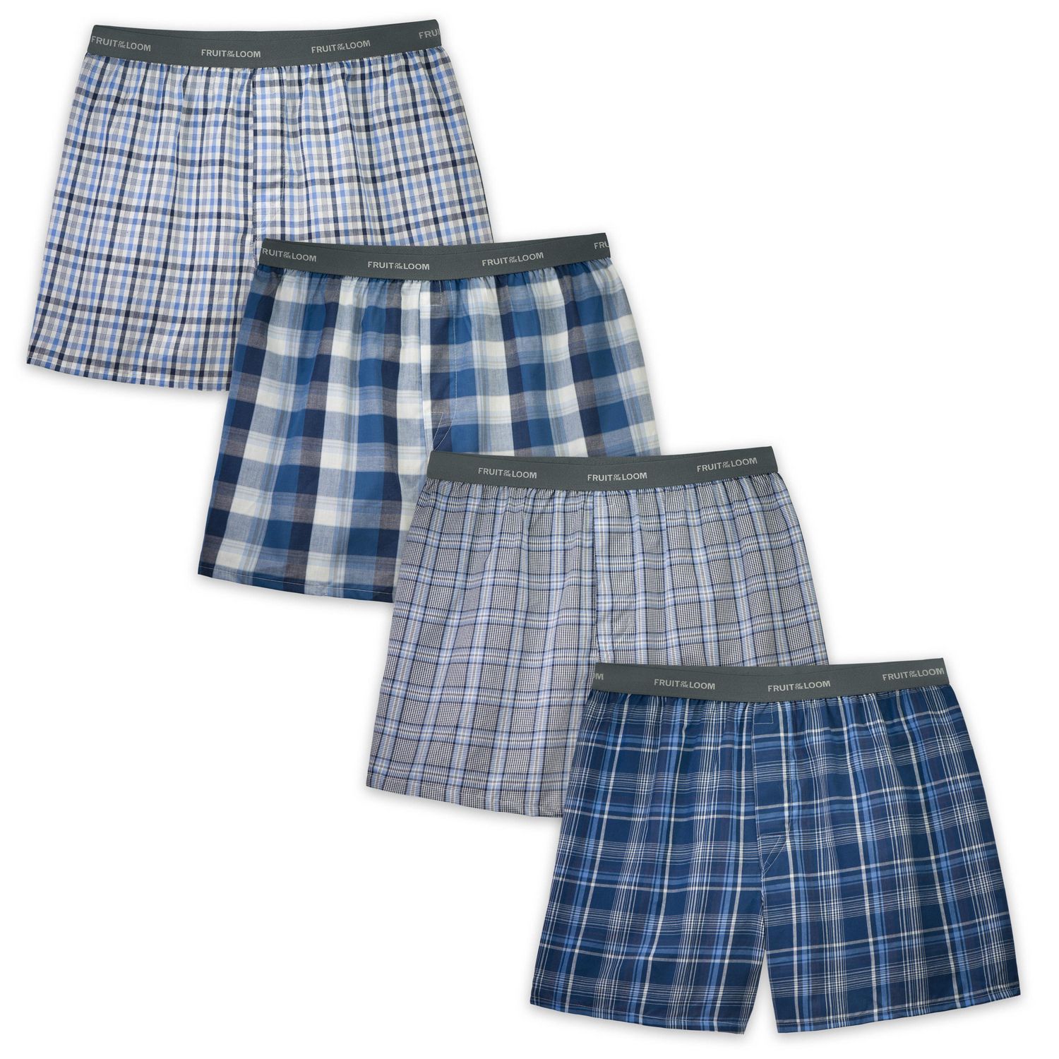 Fruit of the Loom Men's Assorted Blues Boxer Shorts, 4-Pack | Walmart ...