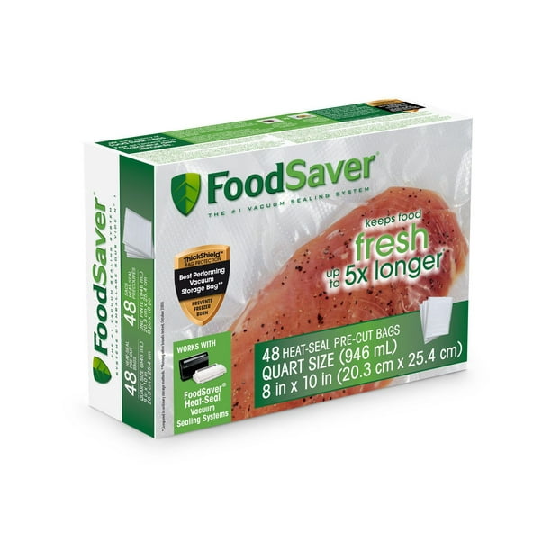 FoodSaver Sachets sous vide pré-découpés de 1 litre avec construction multicouche sans BPA pour la conservation des aliments