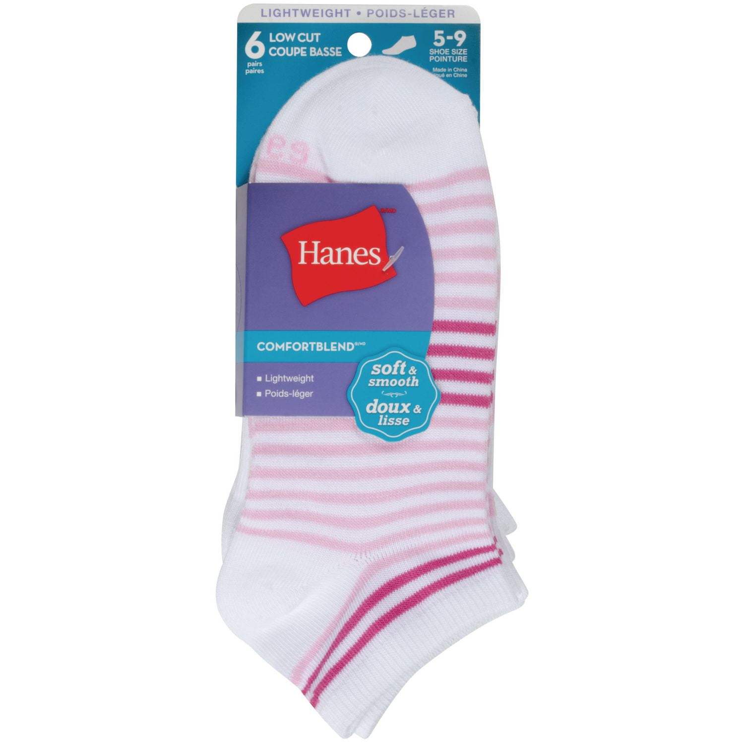 Hanes Women's Comfortblend Lightweight 6 Pack Low Cut Socks Walmart Canada