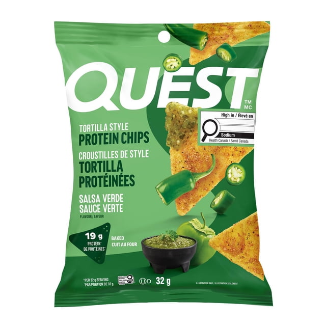 Chips protéinées Quest saveur salsa verde, style tortilla