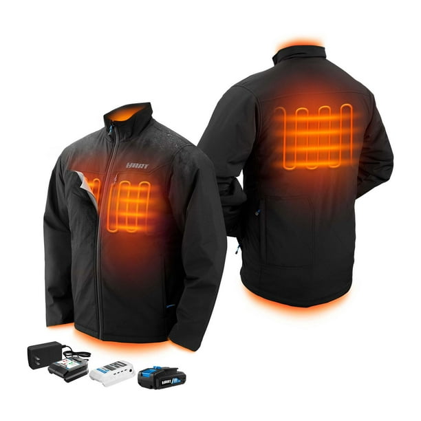 HART Ensemble de veste chauffante pour homme de 20 volts pour travaux  moyens avec batterie, noire, M-XL 
