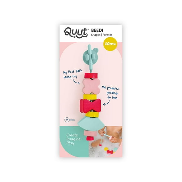 Quut - Beedi Shapes - Children's Bath Toys & Game - First Lacing Beads - Colorful Soft EVA Foam - Perfect for Little Hands - Stimulates Cognitive Skills & Hand-Eye Coordination - Includes Suction Cup for Wall Decoration