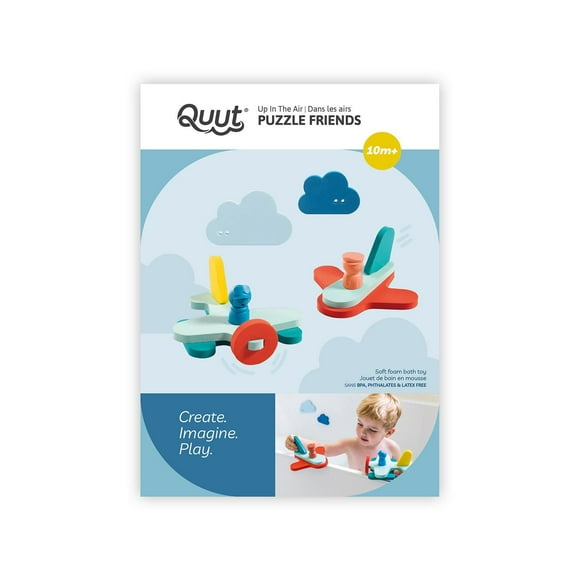 Quut - Puzzle Friends: Up in the Air - 11 Pieces - 10 Months+ - Stimulates Imagination - Enriches Vocabulary - Improves Sound Production & Motor Skills - Soft EVA Foam - Floats on Water - Includes 2 Small Characters