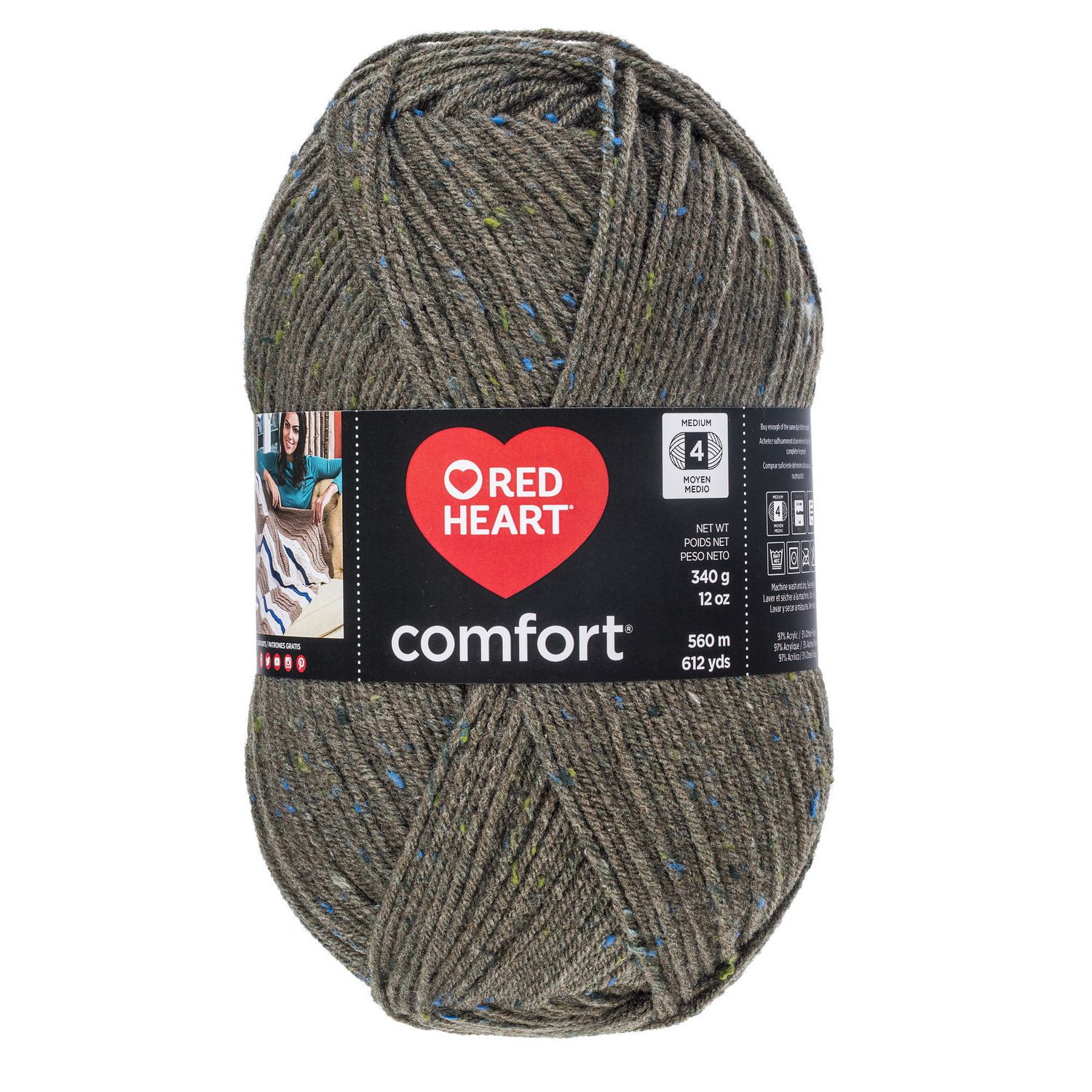 Red Heart® Comfort® Yarn, Flecks, Acrylic #4 Medium, 12oz/340g, 649 ...