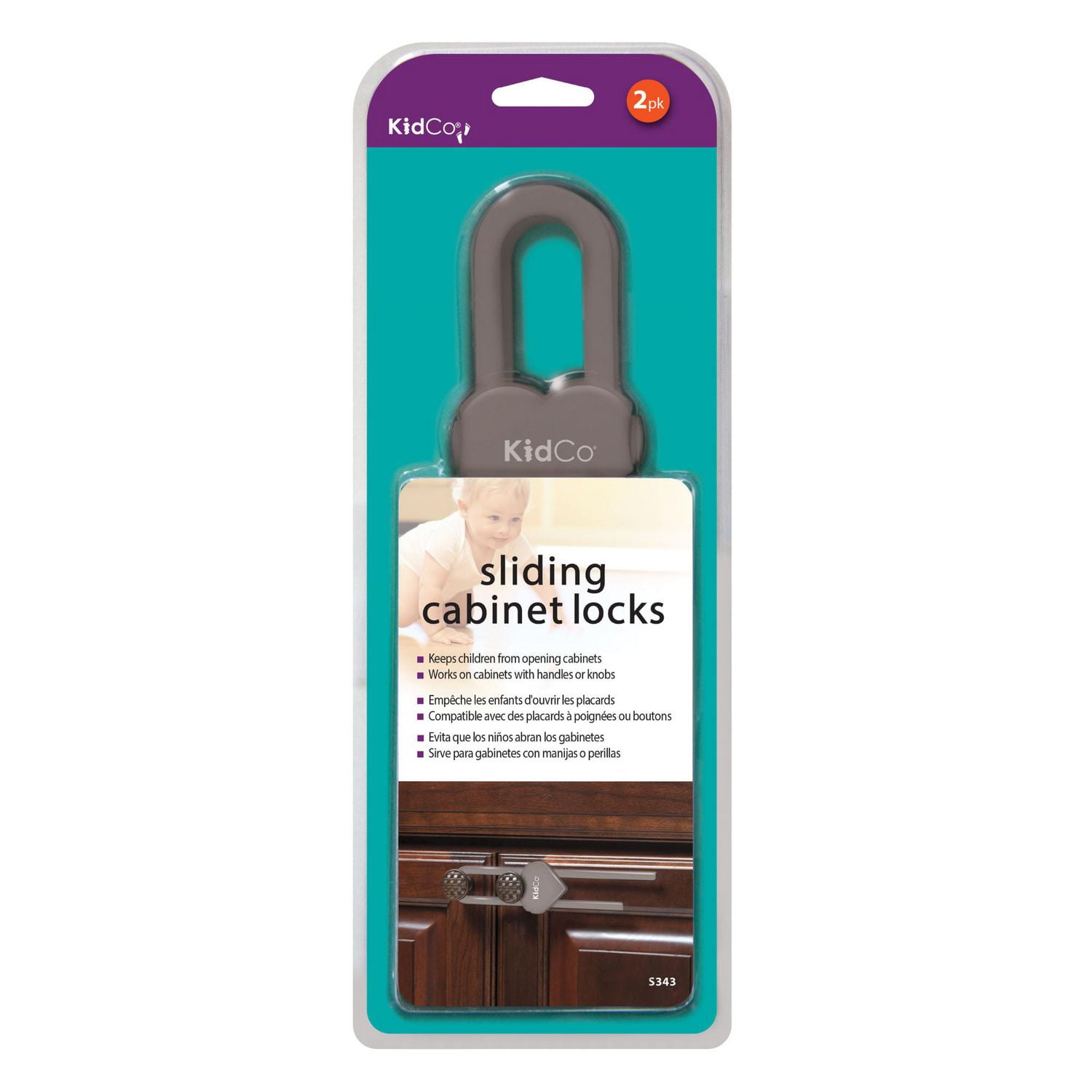 KidCo Sliding Cabinet Locks (Brown) 2/Pkg