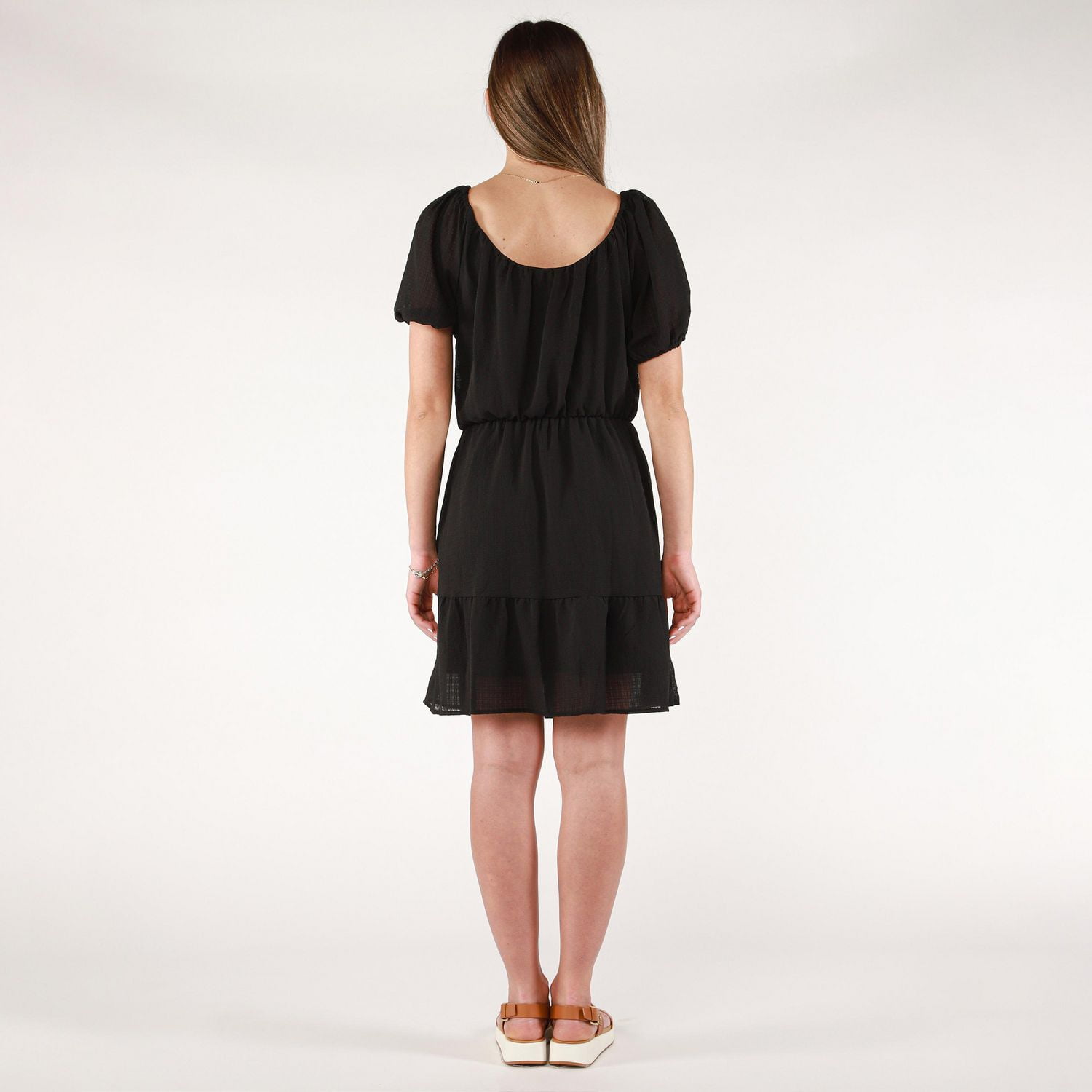 DV robe babydoll à manches courtes et col rond