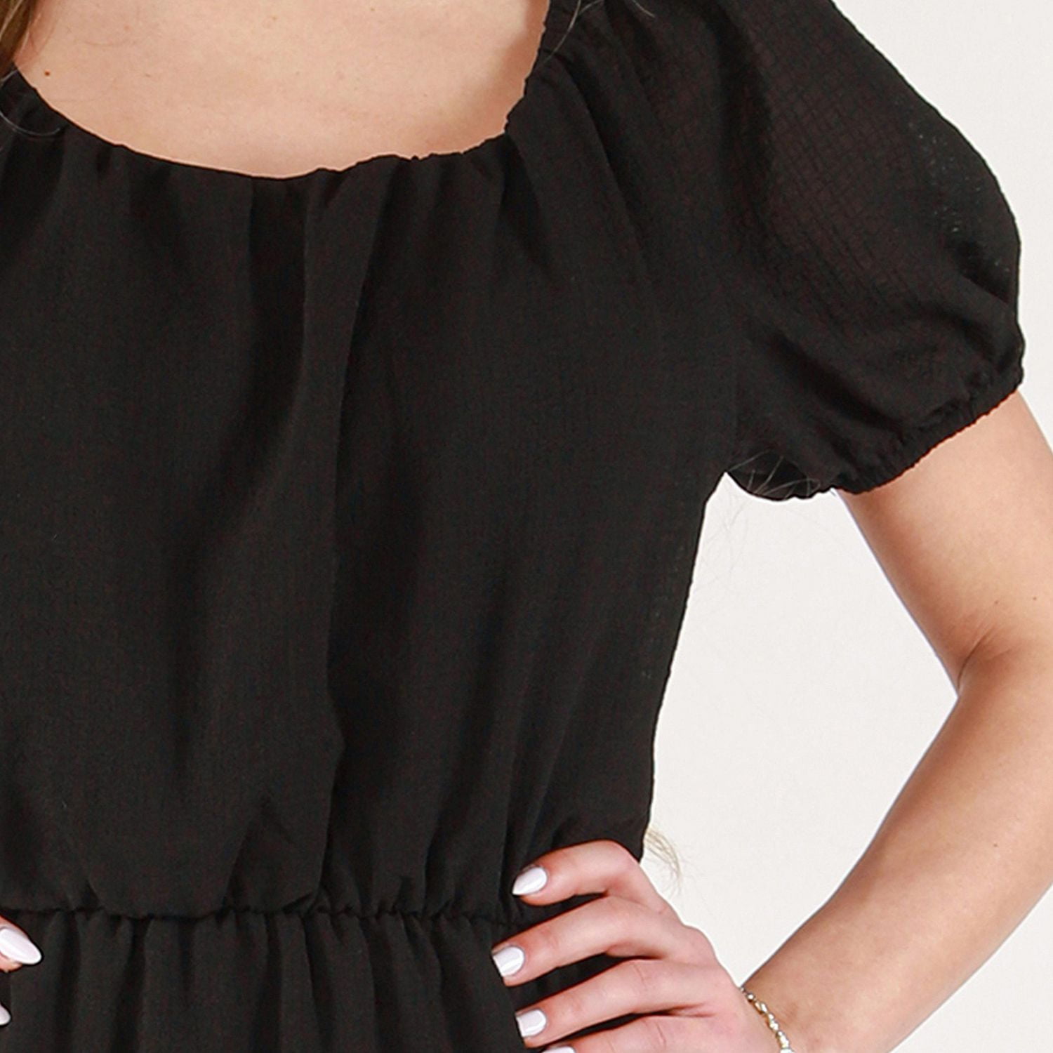 DV robe babydoll à manches courtes et col rond