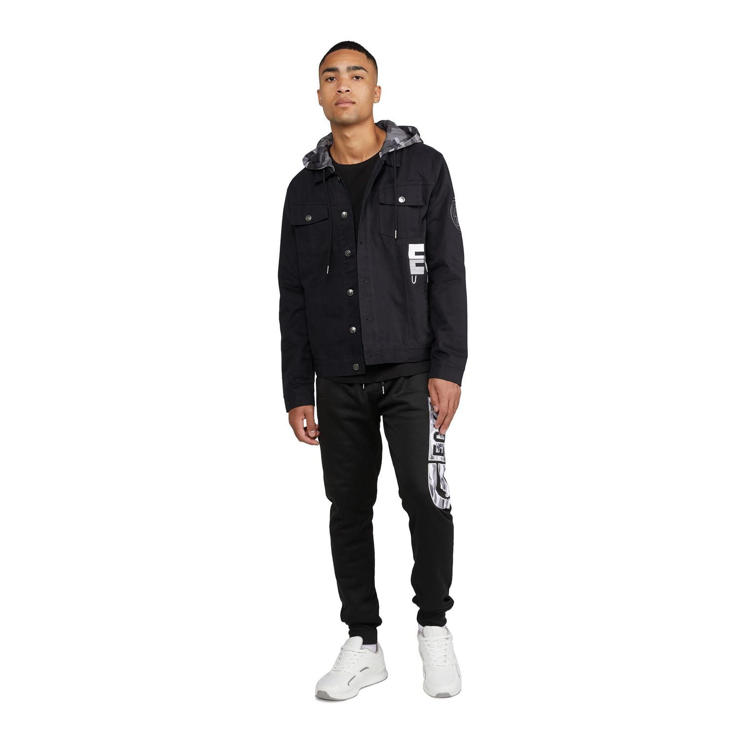 Ecko Men's Twill Fleece Hooded Jacket