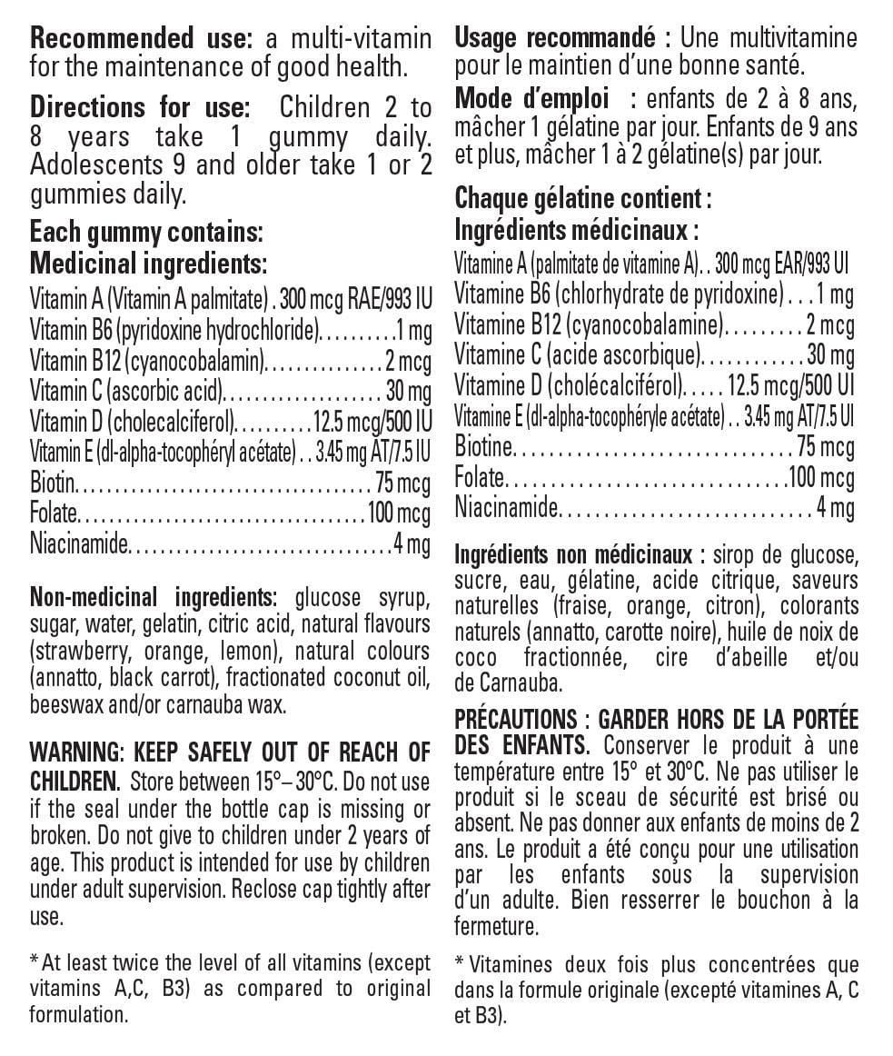 Gélatines de multivitamines Squarepants Bob l’éponge 180 gélatines