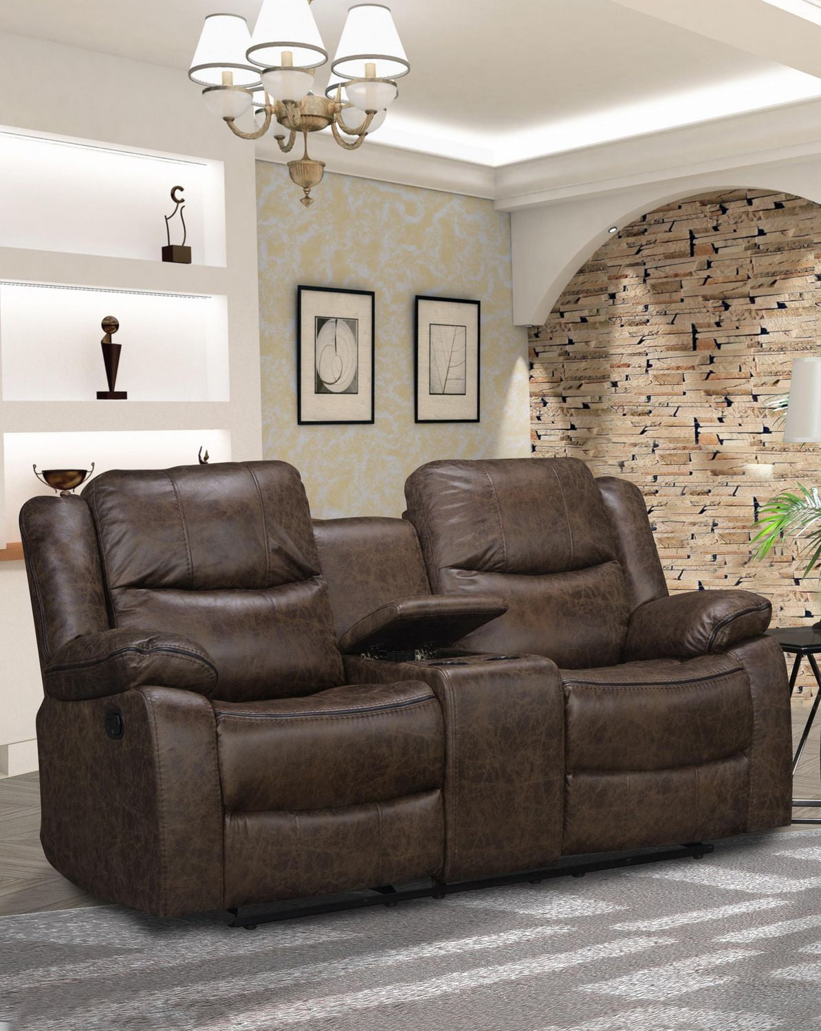 Topline Home Furnishings Brown Motion Glider Loveseat Walmart Canada