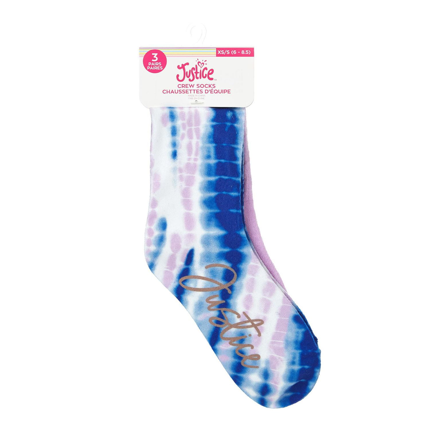 Justice™ Girls' 3 Pack Crew Socks (Sock Size 6-8.5)