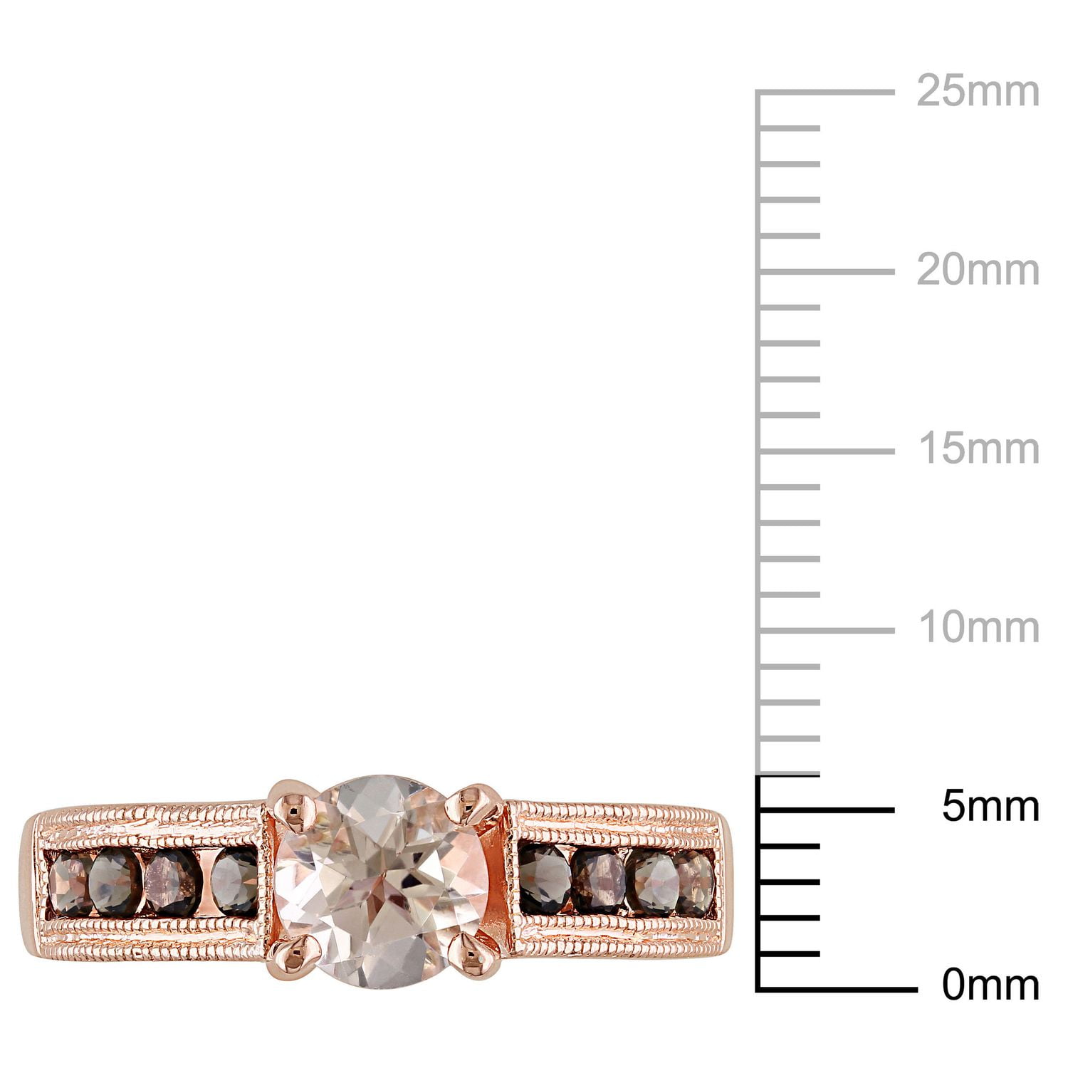 Tangelo 1-1/4 Carat T.G.W. Morganite And Smokey Quartz Rose Rhodium-Plated Sterling Silver Cocktail Ring