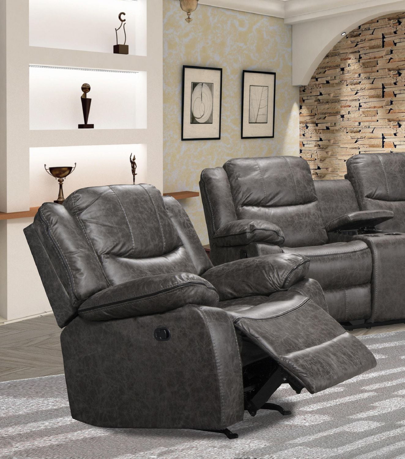Topline Home Furnishings Grey Motion Recliner Walmart Canada