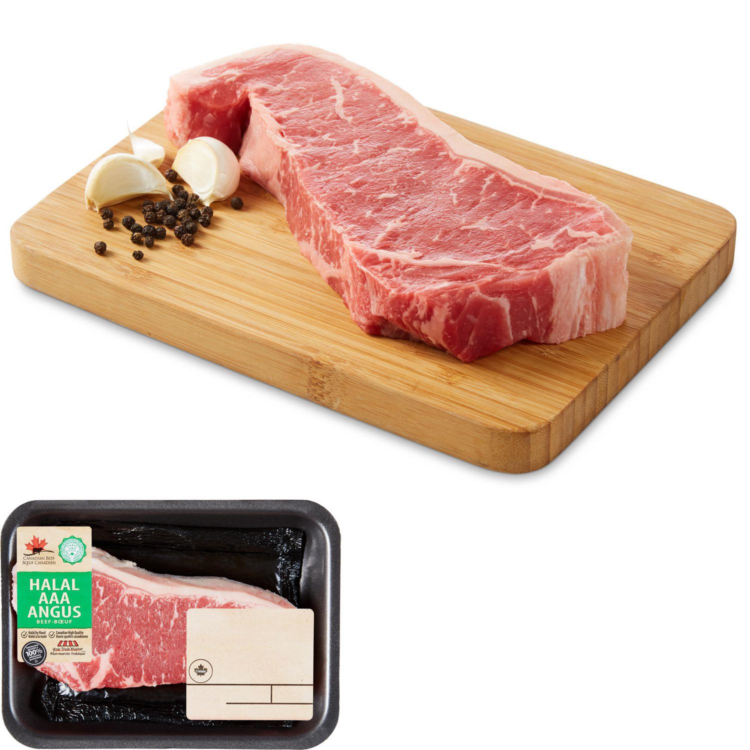 Halal Beef Strip Loin Steak, Your Fresh Market, 1 Steak, AAA Angus Beef, 0.18 - 0.48 KG