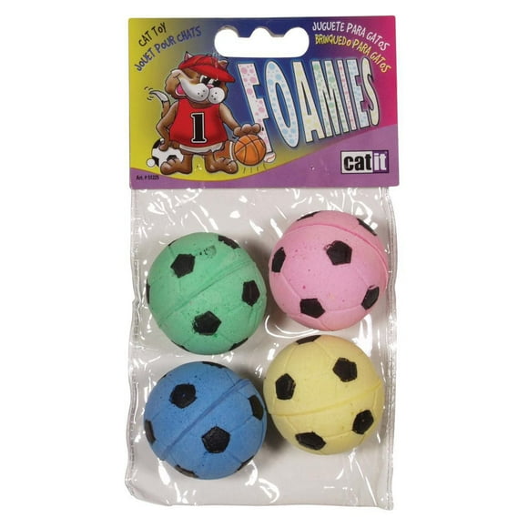 Catit Foamies Cat Toy Sponge Soccer Balls, 4 pack