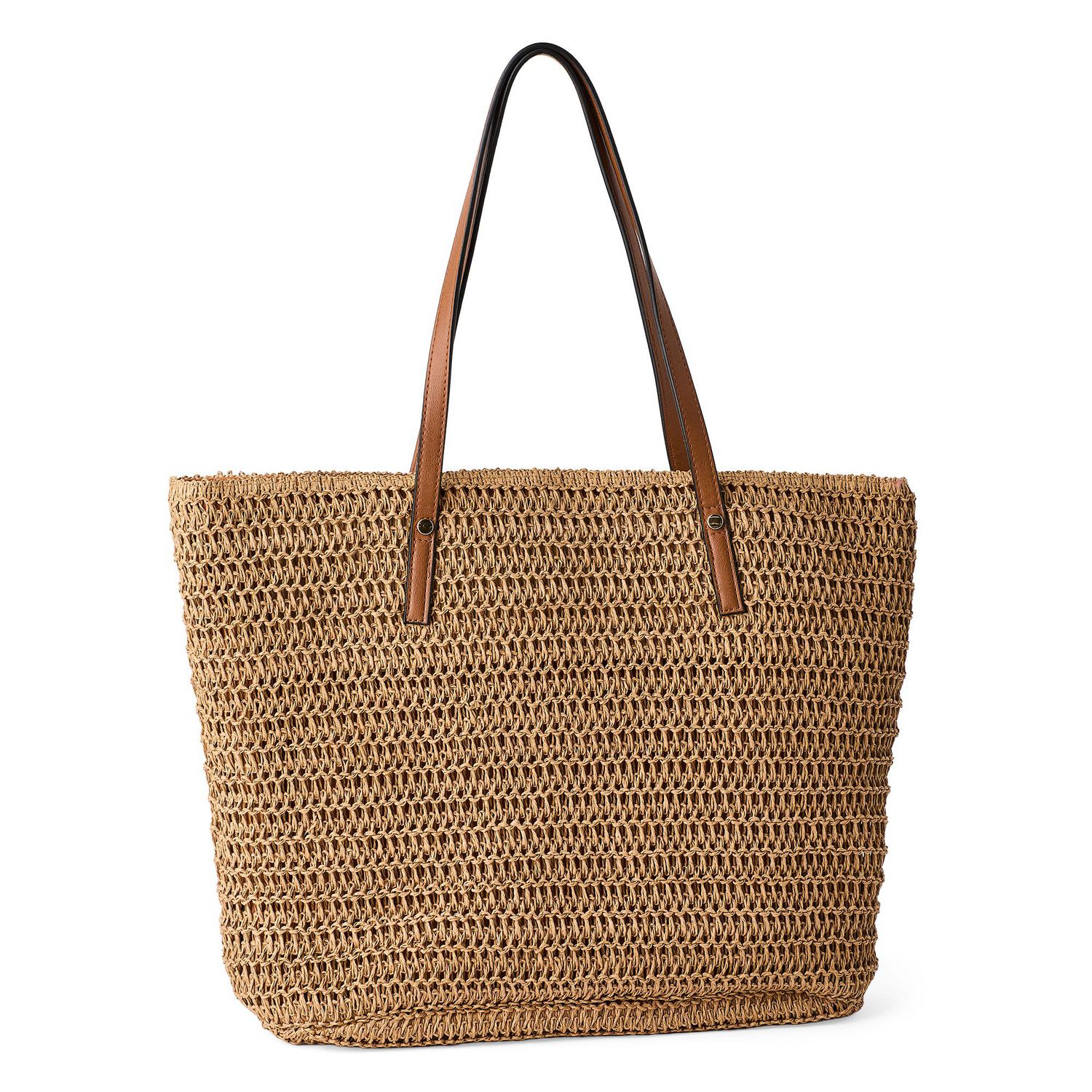 Time and Tru Women's Straw Tote Bag